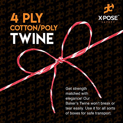 Baker’s Twine, 2 Pound Cone – 4 Ply Red and White String Pack of 6 to Tie Cake Boxes, for Arts and Crafts, Gift Wrapping and More - 50% Cotton 50% Poly - 10,080 Feet - Pack of 6 - by Xpose Safety