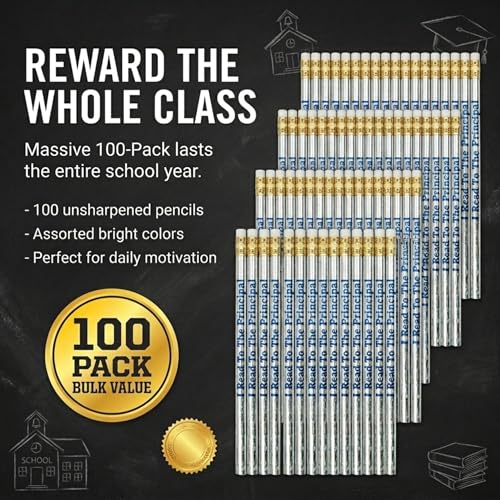 Anderson's, I Read to the Principal Pencils, Set of 100, School Pencils, Student Awards, Recognition