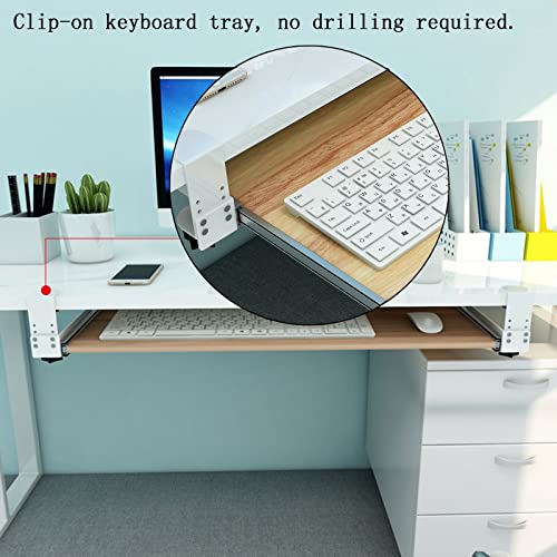 SDVantage 6 Colours Wooden N Keyboard Tray Shelf - for Keyboard Mouses Storage Shelves - 55/65/75X30Cm Slide-Out Platform Ergonomic Keyboard Drawer No Punching Easy Install,Redbrown65X30Cm(26X12Inch)
