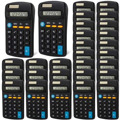 Dyrfolm 24 Pack Pocket Calculator Mini Desktop Calculators,Black
