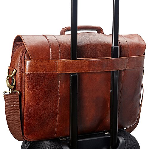 Mancini Leather Goods Buffalo Leather Double Compartment 15.6" Laptop Briefcase