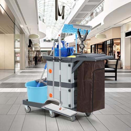 OUTLANE Heavy Duty Service Cart, Multi-Functional Utility Rolling Cart with Wheels, Durable Steel/Plastic Service Cart for Warehouse, Garage, Workshop, Office, Commercial & Industrial Use