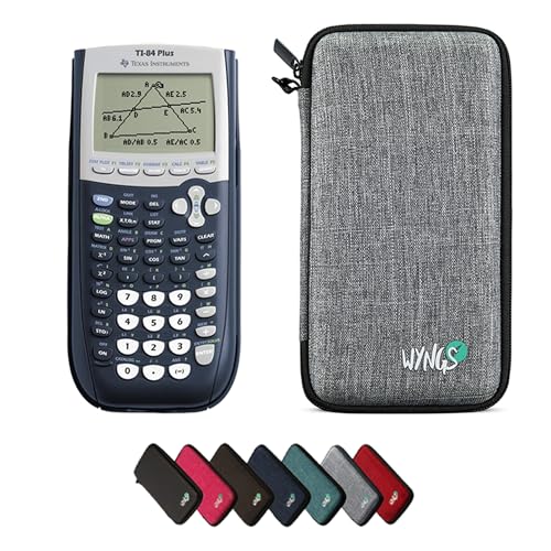 Texas Instruments TI-84 Plus Graphing Calculator with WYNGS Protective Case Light Gray