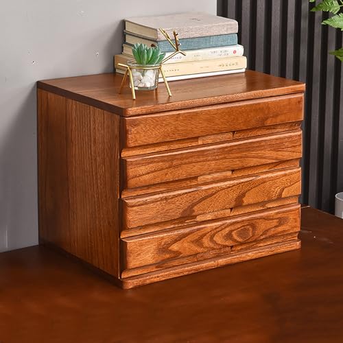 STCERY Solid Wood Drawer-type Multi-layer Desktop Storage Box, Thickened Storage Drawer Organizer, Invisible Handle Cabinets, Suitable for Office Area/study/home(Brown,31cm/12.2in)