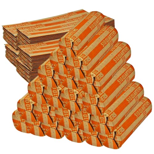 J Mark 1000 Coin Roll Wrappers, Made in USA, J Mark Coin Deposit Slip, Flat Coin Rollers (Quarters)