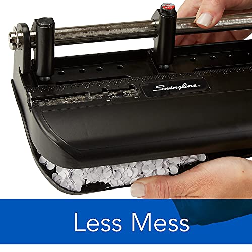 Swingline 2-7 Hole Punch, Adjustable, Heavy Duty Hole Puncher, 40 Sheet Punch Capacity, Chrome/Black/Woodgrain (74400), Metal