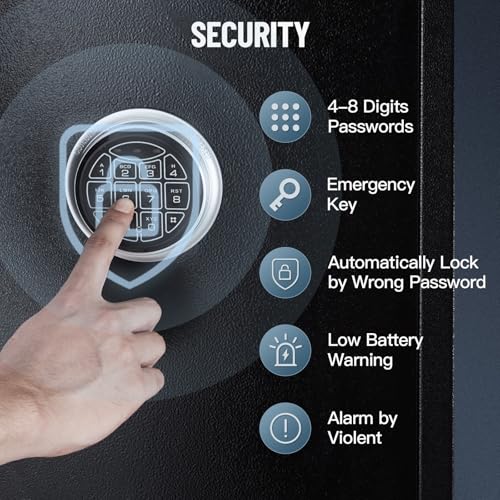 Gun Safe for Rifles and Pistols, Lockable Metal Gun Cabinet for Home and Office, 6–7 Gun Capacity with Digital Combination Lock, All-Steel Construction and Wall/Floor Mounting Design