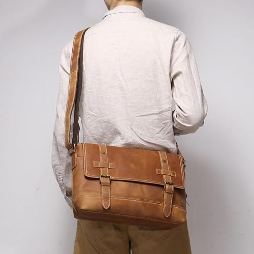 NSUQOA JSEIAJB Men's Bag Crazy Horse Leather Crossbody Shoulder Messenger