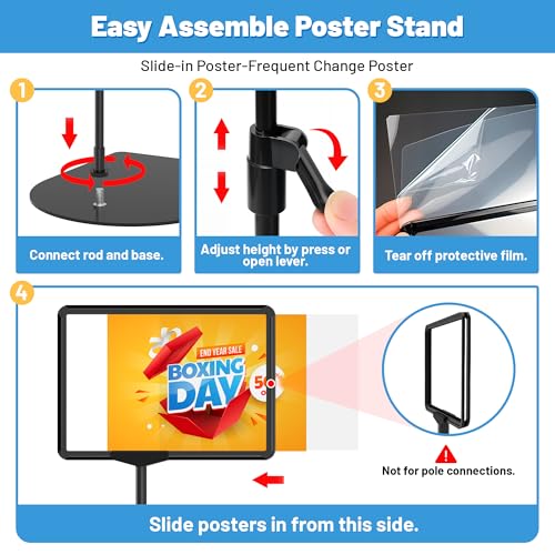 VAIIGO 6Pack Sign Stand for Display 8.5 x 11, Adjustable Poster Stand for Table Top & Floor, Floor Standing Sign Holder, Signage Stands for Business, Tradeshow, Store, Farm Display Stands