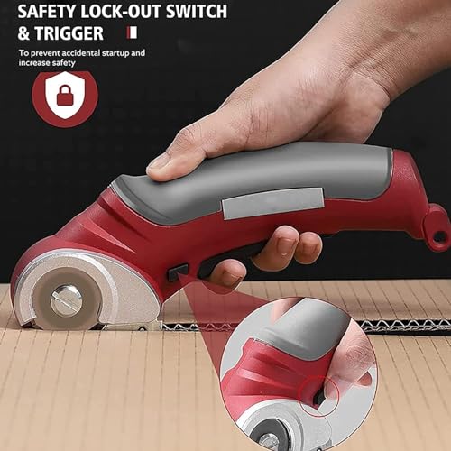 FENOKD Electric Scissors Cloth and Cardboard Cutter, 2000Mah Cordless Handheld Round Scissors Rotary Cutter, Rechargeable Leather Fabric Cutting Tool with Storage Box for Craft,Green