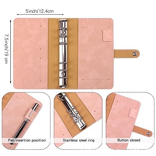 PU Leather A6 Binder Budget Planner Notebook Cash Envelope Organizer System with Clear Zipper Pockets Expense Sheets