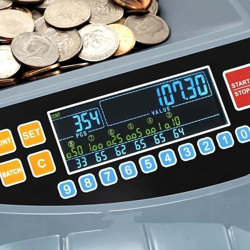 YXCUSAM Electric Coin Sorter, Coin Counter Machine, with LED Display / 8 Coin Bins,for Supermarket, Shop, Home, Business