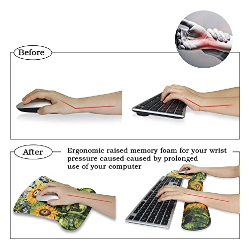 SEUOKMN Keyboard Pad Wrist Rest Ergonomic Memory Foam Set Comfort for Office Computer Laptop