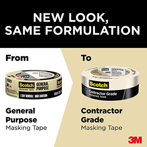 Scotch Contractor Grade Masking Tape, 0.94 inches by 60.1 yards (1,442 yards total), 2020, 24 Rolls