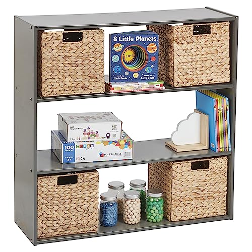 ECR4Kids 3-Shelf Double-Sided Storage Cabinet, 36in High, Grey Wash