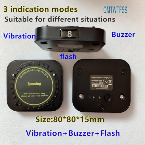 QMTWTFSS Wireless Guest Paging System, 10 Coaster Pagers+1 Keypad Caller