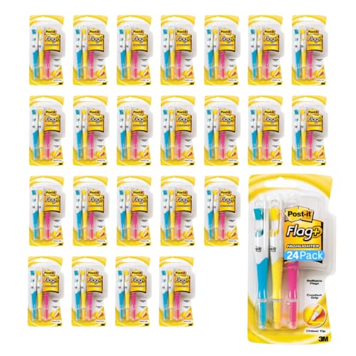 Post-it Flags + Highlighter 3-Piece set, 24-Pack, Model 689-HL3