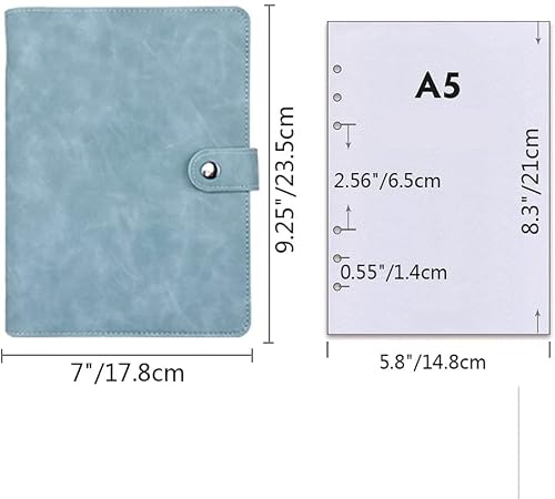 QERTYHKK A5 PU Leather Binder Cover,Refillable 6 Notebook for Filler Paper Personal Planning with Magnetic Buckle Closure