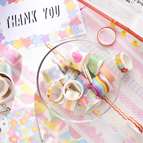 MVNOIRE 20 Pcs Washi Tape Rainbow Flower Art Decorative Adhesive DIY Scrapbooking Sticker