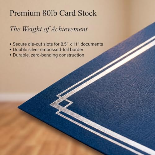 PaperDirect Foil Elegance Custom Certificate Jackets, Blue, Double Silver Embossed Foil, Personalized Certificate Holders, Schools, Businesses, Awards, Diplomas & Professional Recognition, 50 Count