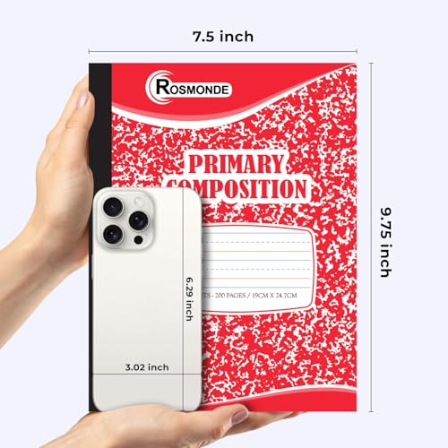Rosmonde Bulk Primary Ruled Composition Notebooks, 50 Pack, 100 Sheets