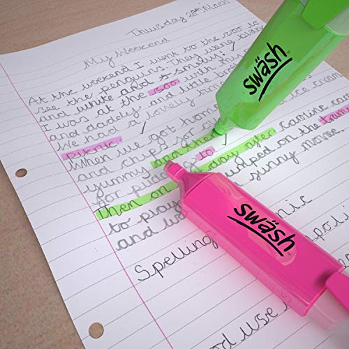 SHOW-ME Swash Premium Highlighter Pens 48 Pieces, Wide Chisel Tip, Green