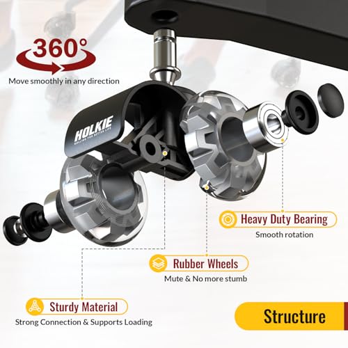 HOLKIE Office Chair Wheels Set of 20 Replacement 2 Inch Dual Casters - Universal Fit 11mm Rubber Smooth Quiet Rolling Casters - for Hardwood Floors Carpet Computer Grey