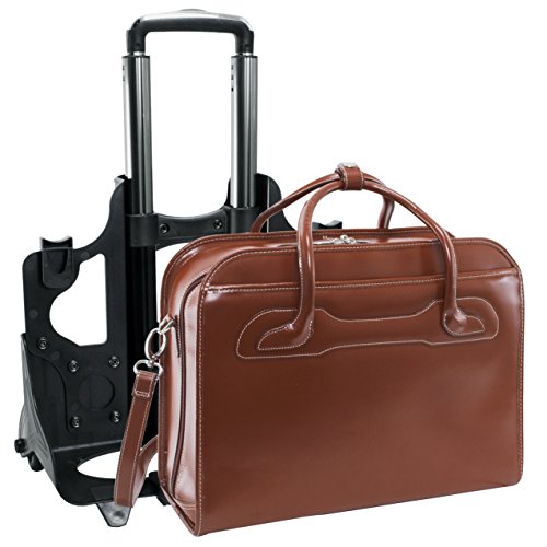 McKlein WILLOWBROOK, 17" Leather Detachable -Wheeled Ladies' Laptop/Computer & Tablet Business Briefcase Bag/Women's Rolling Overnight Travel Bag, Removable trolley case