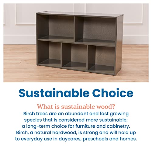 ECR4Kids Streamline 5-Compartment Storage Cabinet, 24in High, Grey Wash