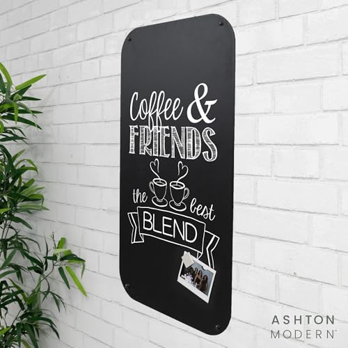 Ashton Modern Metal Magnetic Chalkboard, 17x31.5 Inch - Rounded Corner