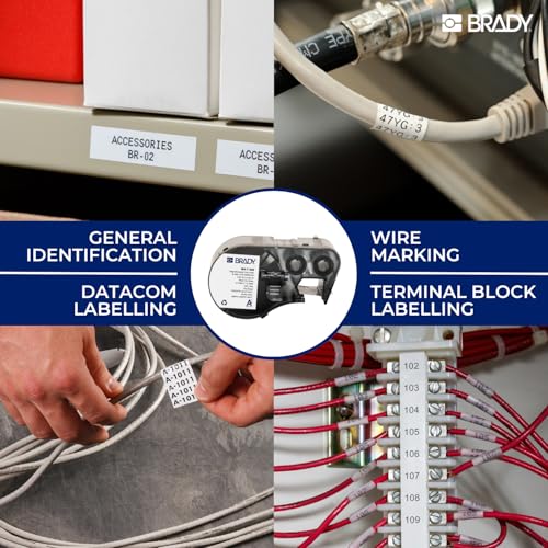 Brady Authentic (M4C-240-498) Repositionable Multi-Purpose Vinyl Cloth Labels 0.24" W x 16' L Black on White. for use with The BMP41, BMP51, and M511 Label Printers