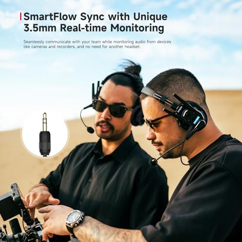 SYNCO Xtalk XMax2 Wireless Intercom Headset System Dual‑Ear for 2‑Person Team Communication, 2.4GHz AI Noise Cancellation 500M Range for Movie Shoot Live Show Stage Performance