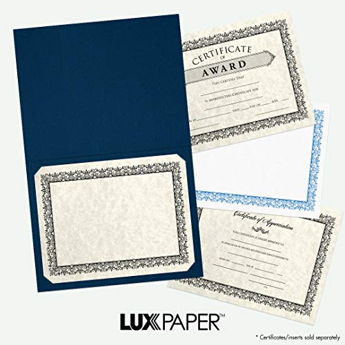 LUXPaper 9.5" x 12" Certificate Holders | Nautical Blue Linen | 100lb. Cover | 100 Qty