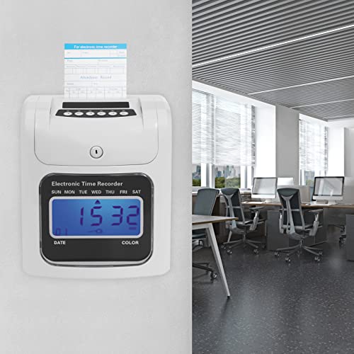 banborba Calculating Time Clock, Electronic Time Recorder, Small Business Punch Pak with LCD Display, Check in and Out Machine for Employees, Up to 50 Employees, Include 50 Time Cards & 1 Security Key