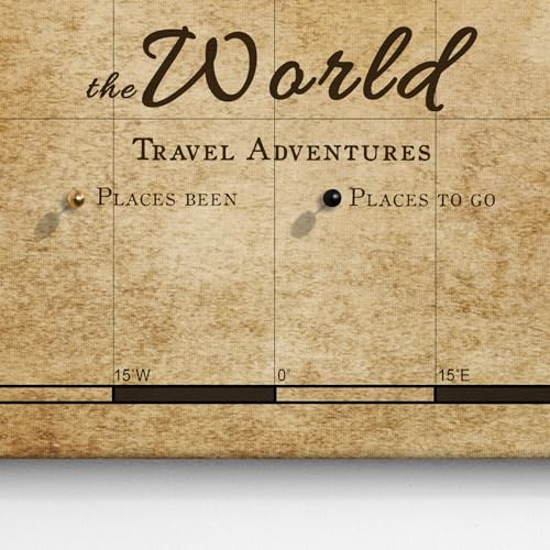 Canvas World Map with Cork Pin Board - English Lettering - Decorative Wall Decoration for All Rooms - Canvas Pictures with World Map Motif (70x50 cm, Pattern 1)