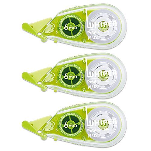 Plus WH-816-3P Correction Tape, White Petite, 0.2 inches (6 mm), Green, Pack of 3 49-246