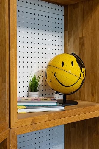 Suck UK Smiley Face World Globe | Office Accessories | Smiley Face Desk Decor & Office Desk Accessories | Office Desk Decor & Bookshelf Decor | For Children & Kids | Yellow