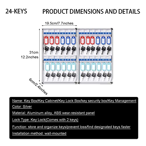 xdgFHsy Home Wall-Mounted Small Key Cabinet(24-Keys)