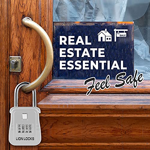 Lion Locks 1500 Key Lock Box with Code, Lockbox for Keys Outdoor, Realtor Lock Box for Short-Term Rentals, Holds 5 Keys (12 Pack, White)