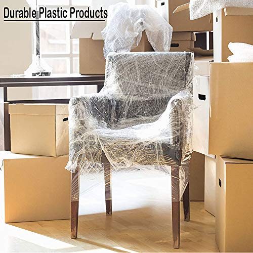 Plastic Film Pallet Wrap with Handle, 5 Inches X 1000 Feet, 80 Gauge, Clear Shrink Stretch Wrap Roll, Furniture, Boxes, Pallets, Industrial Strength, Made in USA (12-Pack)