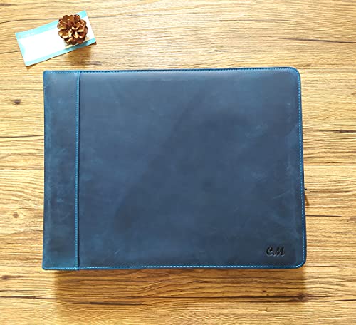 Business 7 Ring Check Book Binder, 600 Checks Capacity for 9" x 13" Sheets Check Holder, Leather Portfolio Storage Organizer for Men, Engraving Logo
