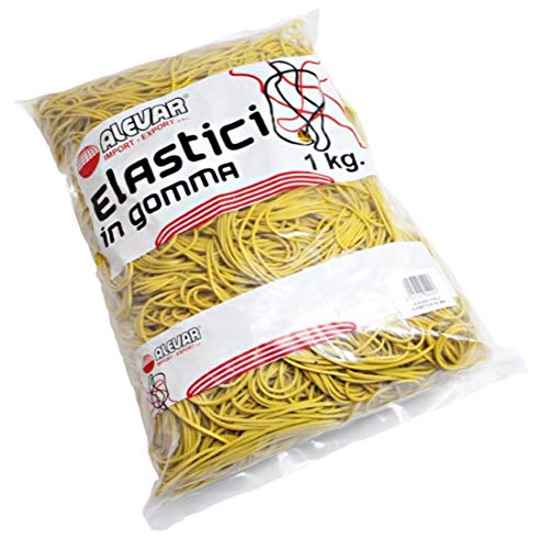 Alevar Office Rubber Bands 120 mm Diameter 1.5 mm Thickness Yellow in 1 kg Bag