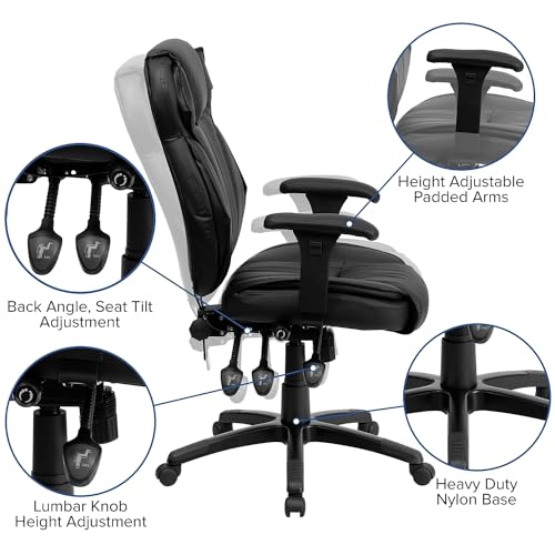 Flash Furniture LeatherSoft Swivel Ergonomic Office Chair with Arms, Black