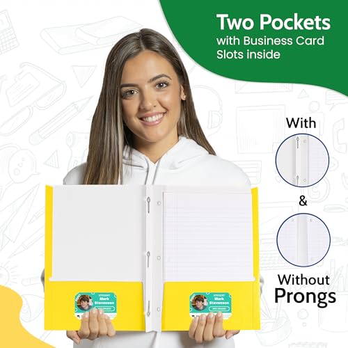 100 Pack Blue 2 Pocket Paper Folders. EPI Heavy Duty, Bulk Folders with Pockets and Business Card Slots. Colored Letter Size Document Organizers. Durable Portfolio for School, College, Office Files