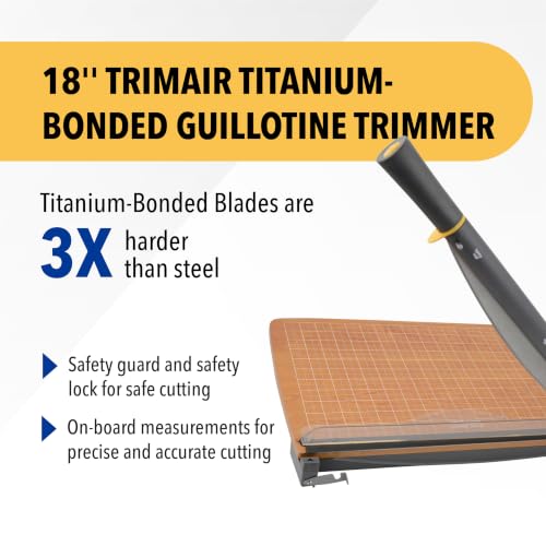 Westcott TrimAir Guillotine Paper Cutter, Paper Trimmer with Sharp and Durable Titanium-Bonded Blade, Maximum Safety Features, 18-Inch, Back to School, School Supplies, Classroom