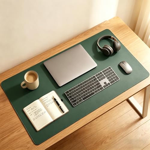Non-Slip Desk Pad,Desk mat,Mouse Pad,Office Desk mat,Waterproof PU Leather Desk Blotter Mat,Laptop Desk Pad,Desk Writing Pad for Office and Home (Dark Green, 23.62'' x47.24'')