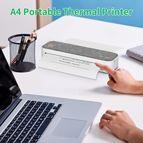 PENCHEN Original PeriPage A4 Paper Printer Direct Thermal Transfer Wirless Printer Mobile 210mm Mini Mobile Photo Printer USB BT Connection with 1 Roll Thermal Paper Support 2''/3''/4'' Paper Width