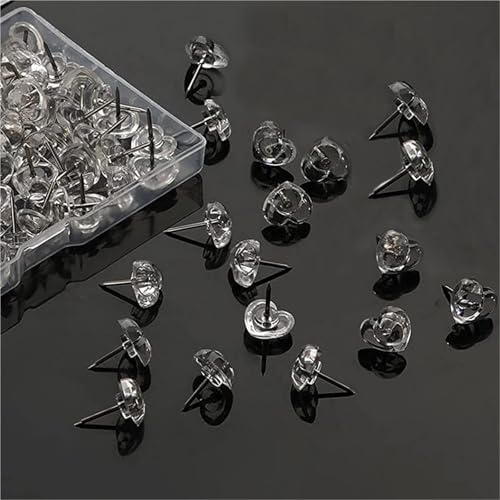 300 Pcs Transparent Heart Push Pins Thumbtacks for Cork Board, Photo Wall, Map, DIY Crafts