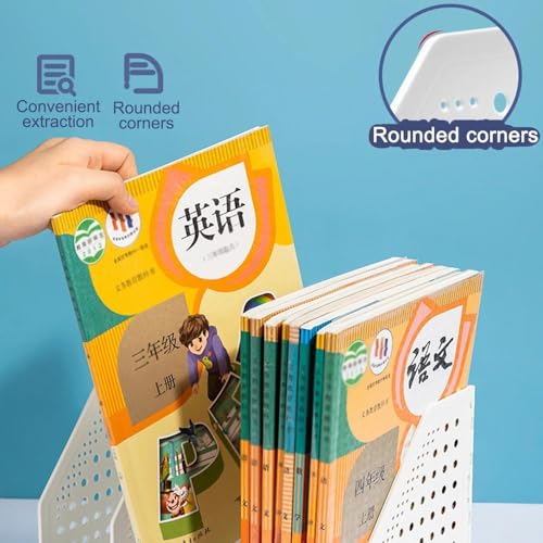 File Organizer 3/4 Grids Retractable File Holder Desktop Bookends Desk Organizer Magazine Desk(3 grids Blue)