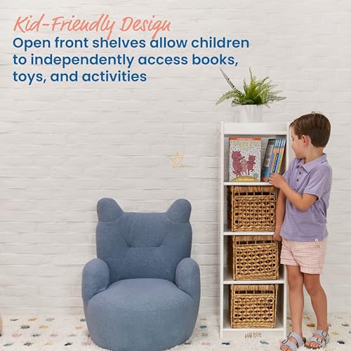 ECR4Kids 4-Cube Double-Sided Vertical Storage Organizer, Classroom Furniture, White Wash